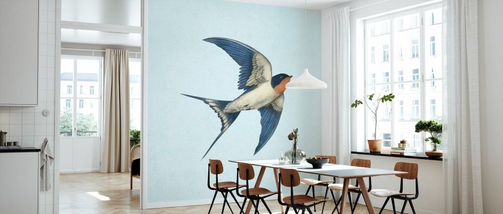 輸入壁紙 カスタム壁紙 PHOTOWALL / Barn Swallow on Blue (e330732)