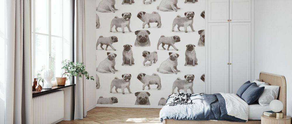 輸入壁紙 カスタム壁紙 PHOTOWALL / Pug Pattern (e330777)