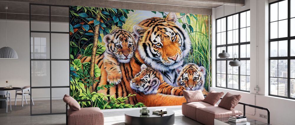 輸入壁紙 カスタム壁紙 PHOTOWALL / Tiger Family (e332564)