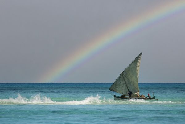 輸入壁紙 カスタム壁紙 PHOTOWALL / Dhow with Rainbow (e333800)