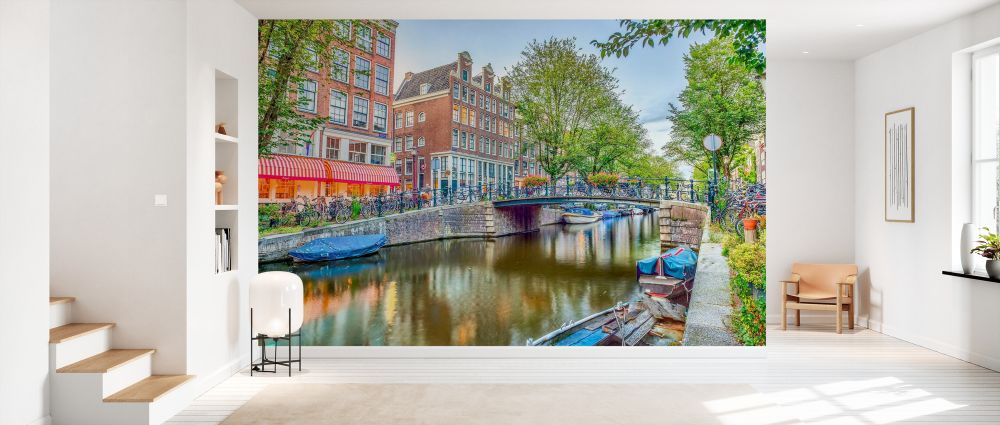 輸入壁紙 カスタム壁紙 PHOTOWALL / Canal through Amsterdam City (e333951)