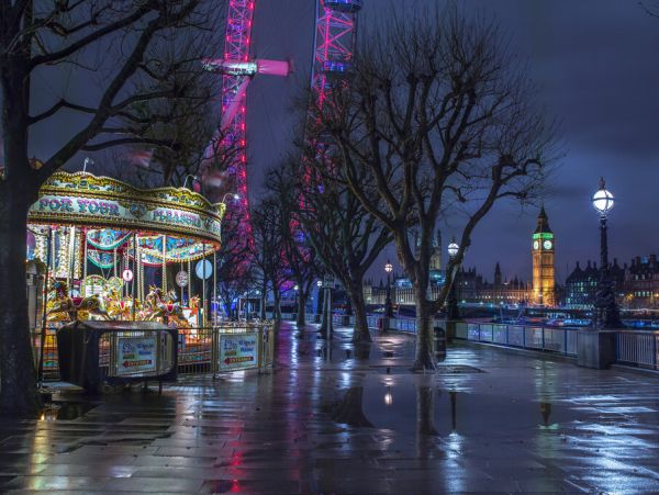 輸入壁紙 カスタム壁紙 PHOTOWALL / London Cityscape in Evening from Thames Promenade (e334049)