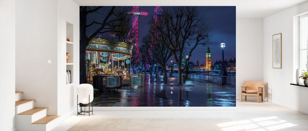 輸入壁紙 カスタム壁紙 PHOTOWALL / London Cityscape in Evening from Thames Promenade (e334049)