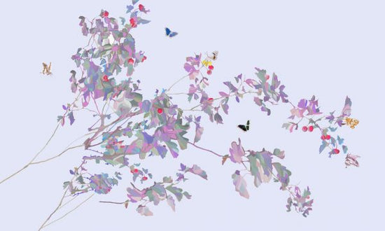 輸入壁紙 カスタム壁紙 PHOTOWALL / Butterfly Twig on Paceful Blue (e336915)