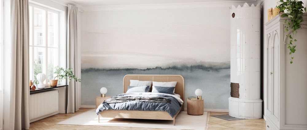 輸入壁紙 カスタム壁紙 PHOTOWALL / Watercolor Horizon  - Soft Coral and Bluish Gray (e84176)