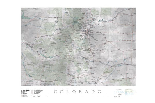 輸入壁紙 カスタム壁紙 PHOTOWALL / Detailed Colorado State Map (e84232)