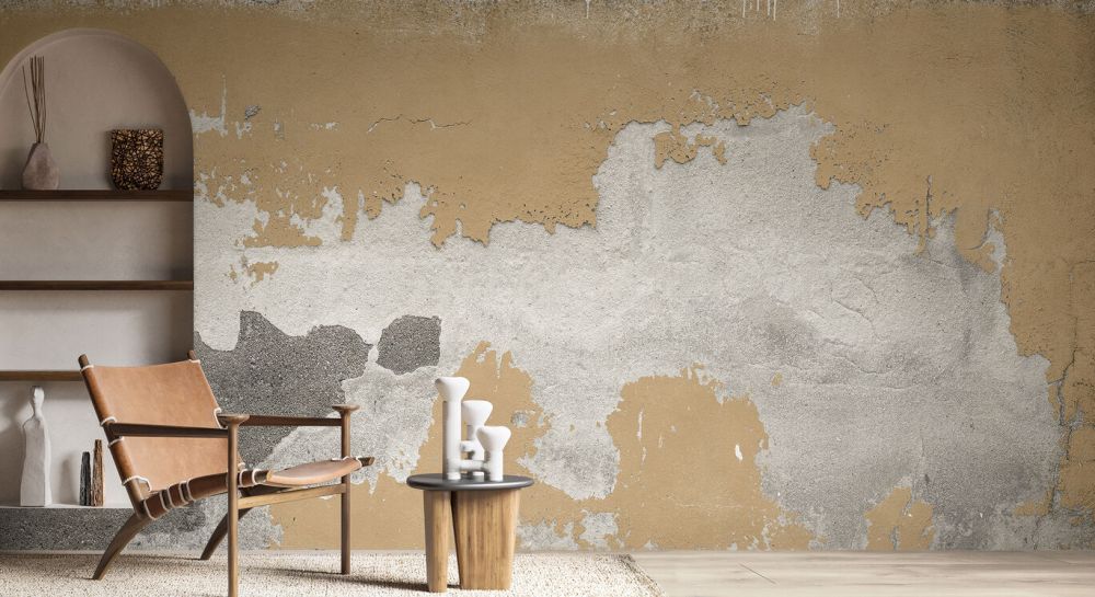 輸入壁紙 カスタム壁紙 PHOTOWALL / Mediterranean Concrete Wall - Ochre (e84432)