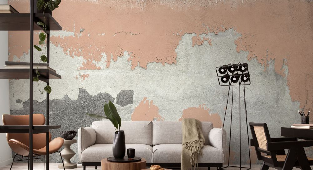 輸入壁紙 カスタム壁紙 PHOTOWALL / Mediterranean Concrete Wall - Pink (e84433)