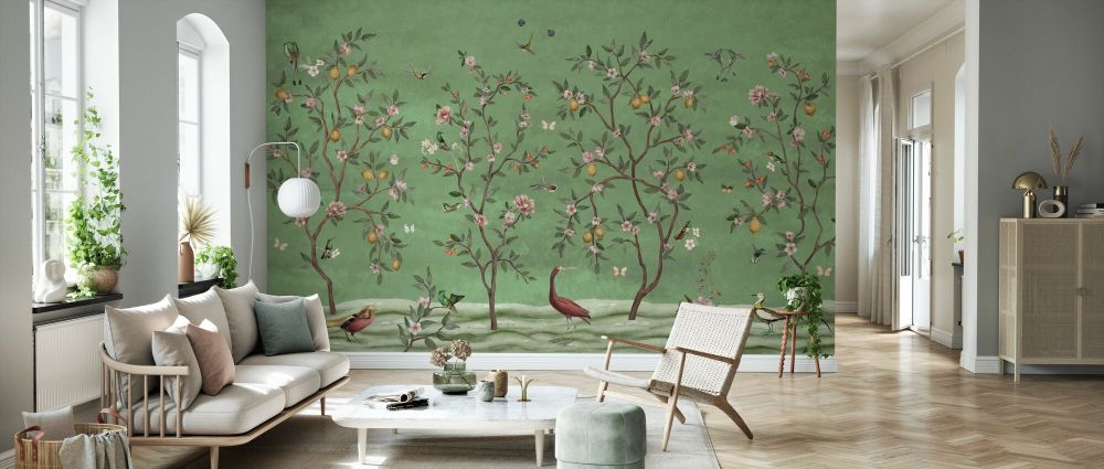 輸入壁紙 カスタム壁紙 PHOTOWALL / Lemon Tree Chinoiserie - Green (e85062)