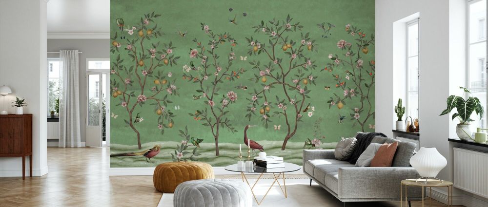 輸入壁紙 カスタム壁紙 PHOTOWALL / Lemon Tree Chinoiserie - Green (e85062)