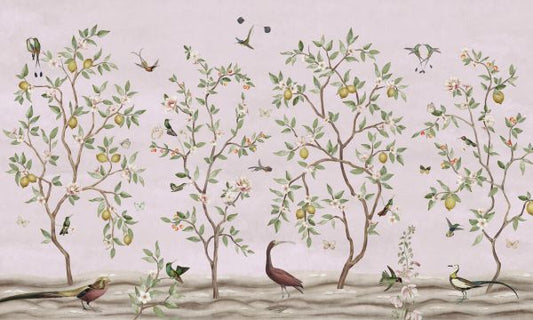 輸入壁紙 カスタム壁紙 PHOTOWALL / Lemon Tree Chinoiserie - Pink (e85063)