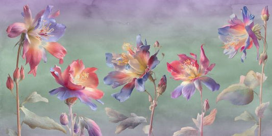 輸入壁紙 カスタム壁紙 PHOTOWALL / Columbine Flower - Watercolor (e85408)