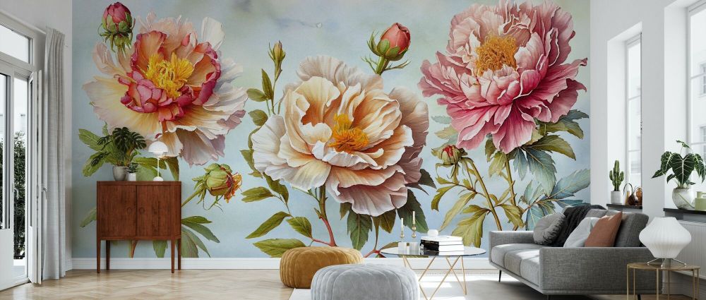 輸入壁紙 カスタム壁紙 PHOTOWALL / Pastel Peonies (e85416)