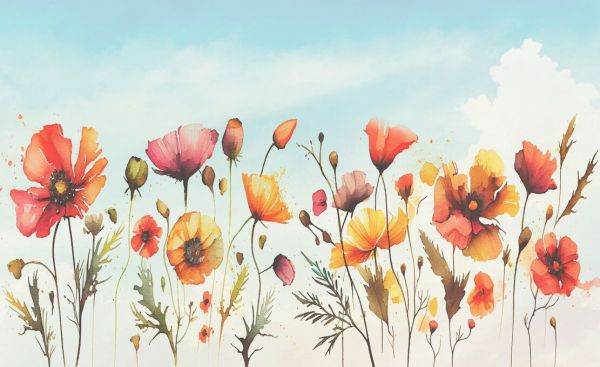 輸入壁紙 カスタム壁紙 PHOTOWALL / Springtime Poppies (e85419)