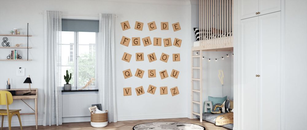 輸入壁紙 カスタム壁紙 PHOTOWALL / Wooden Blocks Abc (e85731)