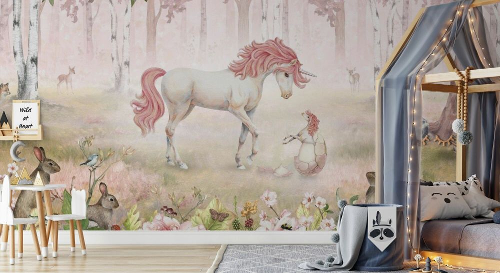 輸入壁紙 カスタム壁紙 PHOTOWALL / Unicorn Forest - Pink (e85806)