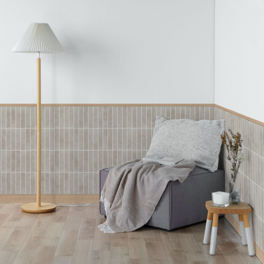 はがせる壁紙 シールタイプ ローワーウォールシート Lower wall sheet 素焼きタイル　グレージュ　TST-LWS31