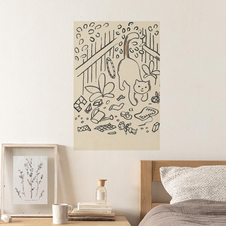 貼ってはがせる 消臭アートポスター Art Poster シールタイプ ねこ SHP-00228 Mサイズ