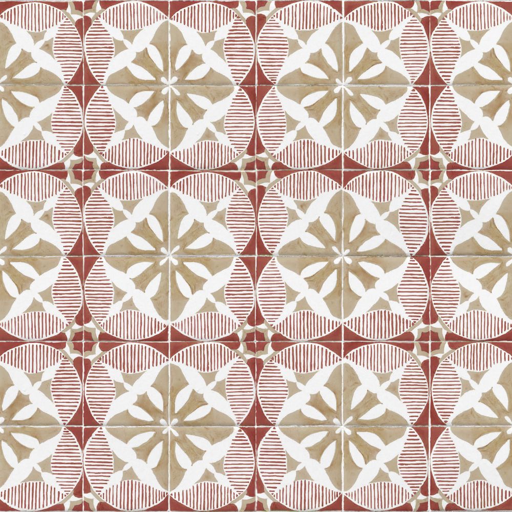 【サンプル】貼ってはがせる 床リメイクシート「Hatte me Floor (ハッテミーフロア)」ブロカントタイル / レッド