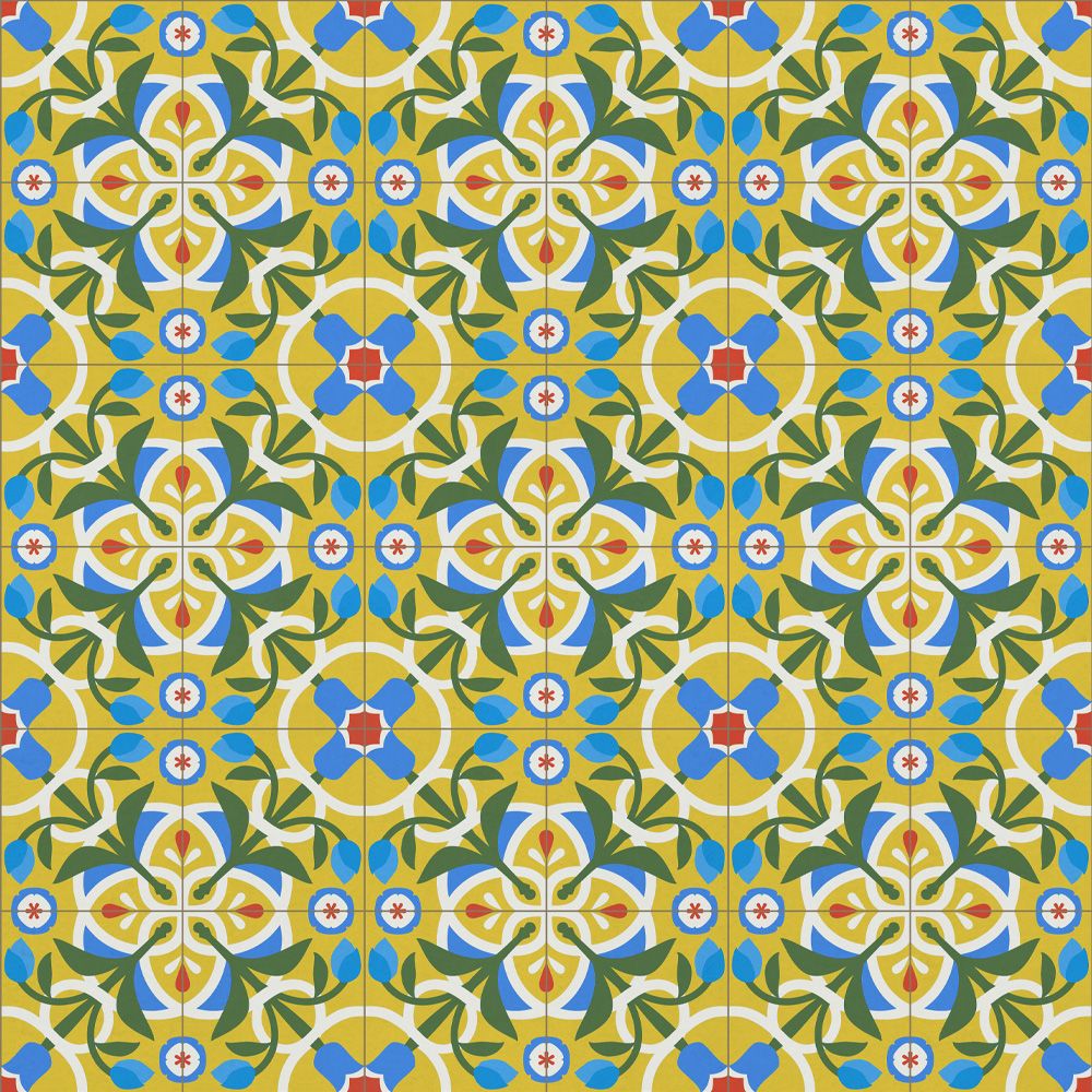 【サンプル】貼ってはがせる 床リメイクシート「Hatte me Floor (ハッテミーフロア)」セメントタイル -チューリップ- / デルフィニジン