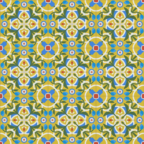 【サンプル】貼ってはがせる 床リメイクシート「Hatte me Floor (ハッテミーフロア)」セメントタイル -チューリップ- / デルフィニジン