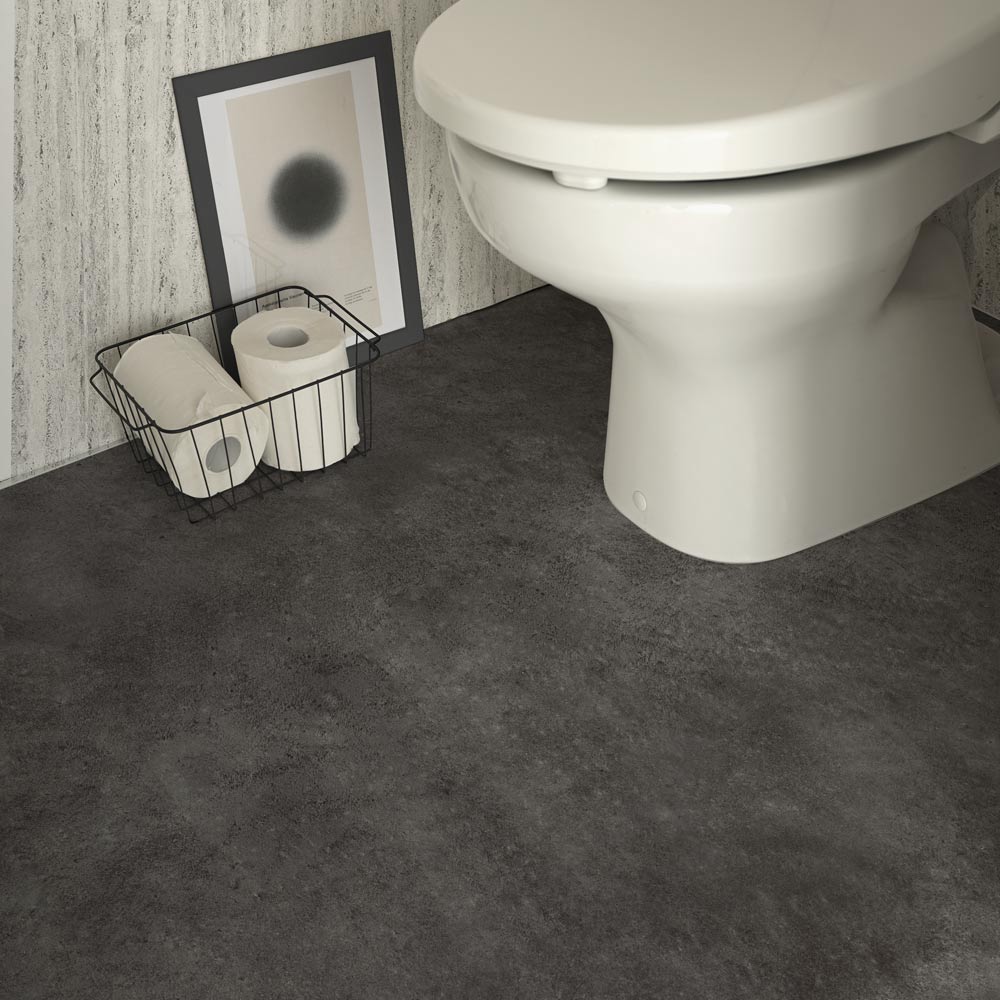 貼ってはがせる クッションフロア シールタイプ Room No.0 モノコンクリート (88cm×176cmサイズ) CRN-MN05 ダークグレー