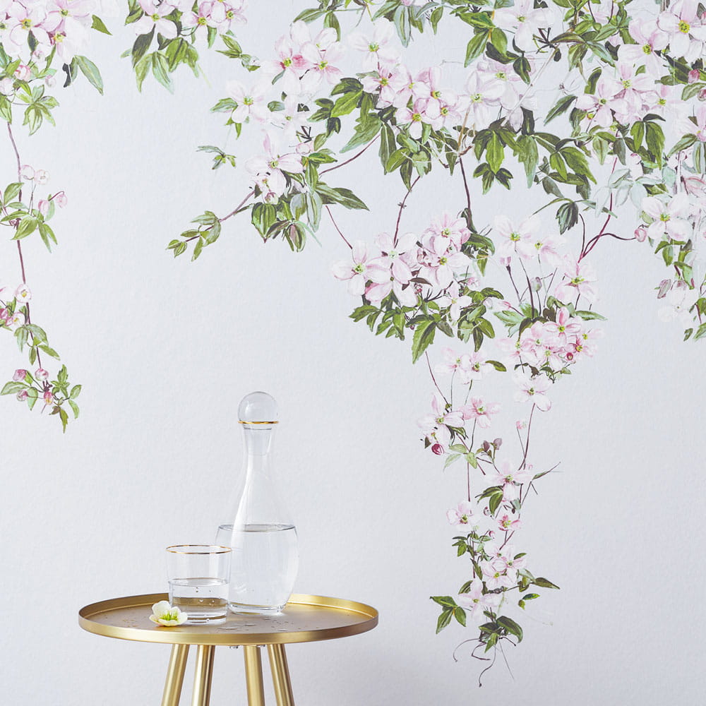 輸入壁紙 Sian Zeng / Clematis Mural Wallpaper / Dusty Blue ClemB 【3パネル1セット】