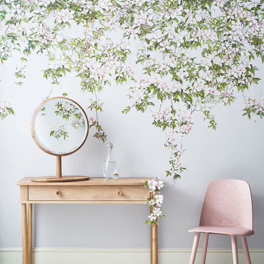 輸入壁紙 Sian Zeng / Clematis Mural Wallpaper / Dusty Blue ClemB 【3パネル1セット】