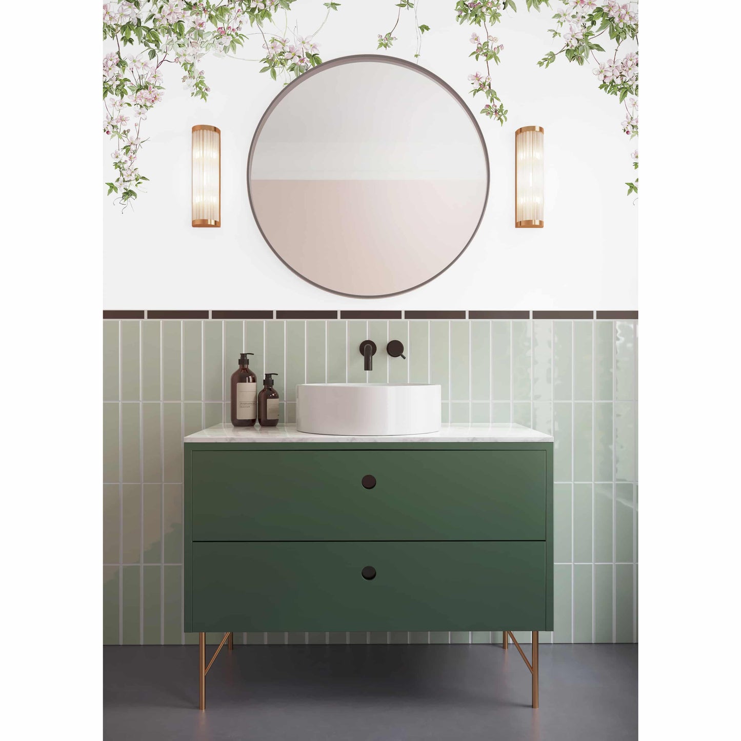 輸入壁紙 Sian Zeng / Clematis Mural Wallpaper / White ClemW 【3パネル1セット】