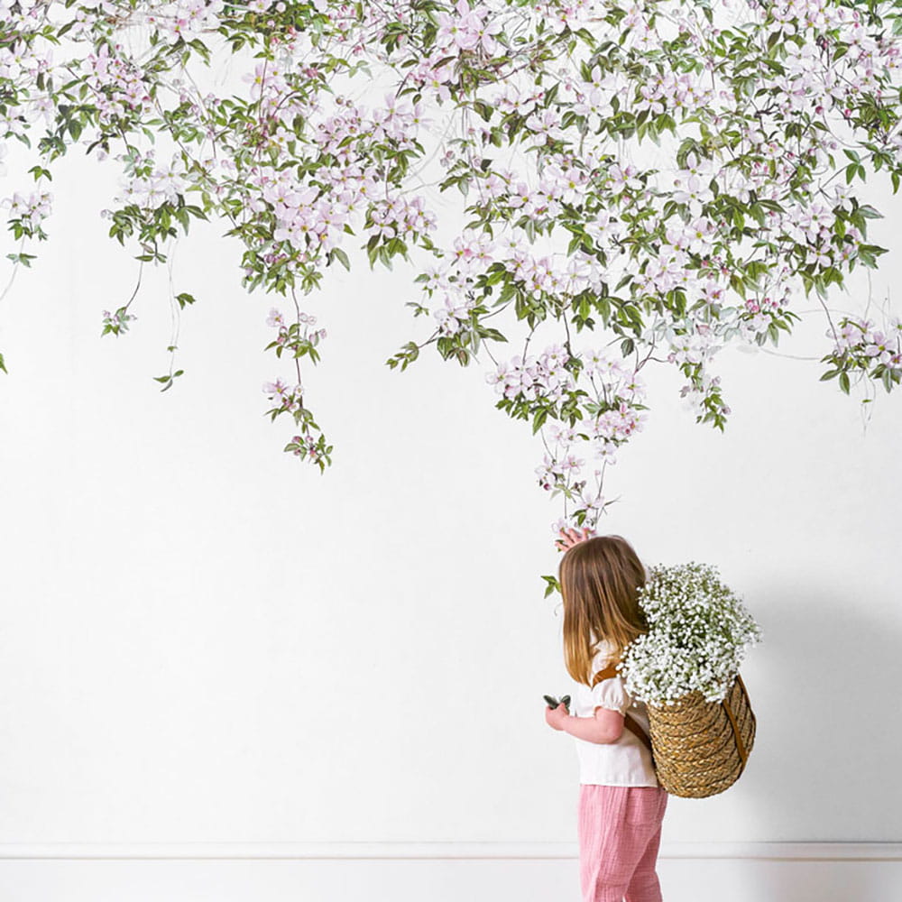 輸入壁紙 Sian Zeng / Clematis Mural Wallpaper / White ClemW 【3パネル1セット】