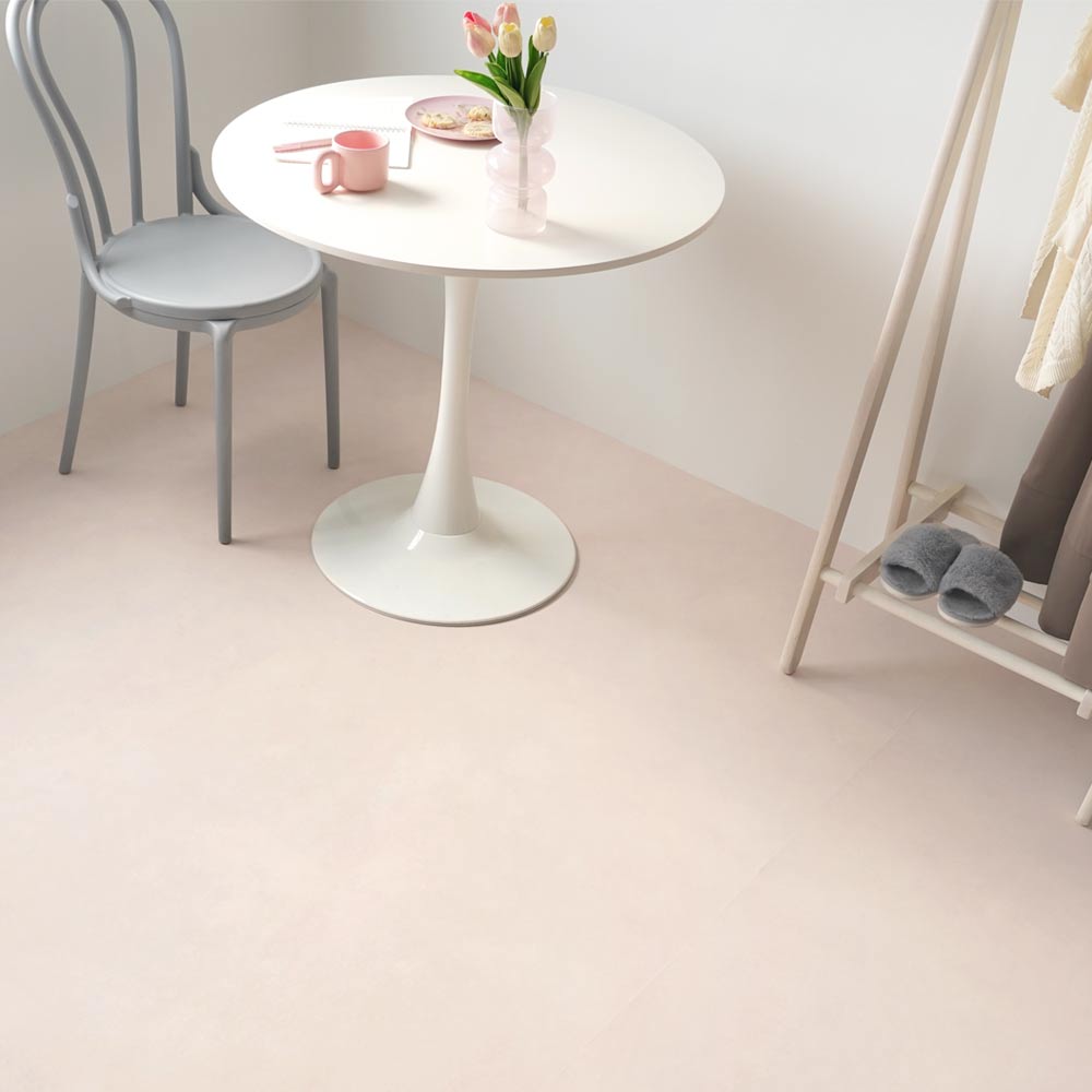 貼ってはがせる クッションフロア シールタイプ Mon Sucrier マテリアルパターン カラーモルタル (88cm×176cmサイズ)  CMS-MT01 ピンクグレージュ