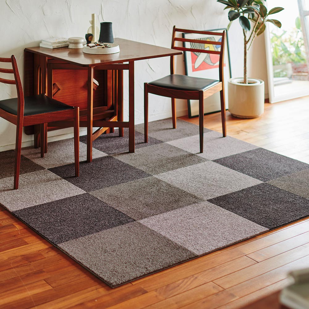 洗えるタイルカーペット 東リ ファブリックフロア スクエア2400 ソワレ 【1ケース(10枚入)単位で販売】 FF2402 アッシュ 吸着タイプ 床暖房対応