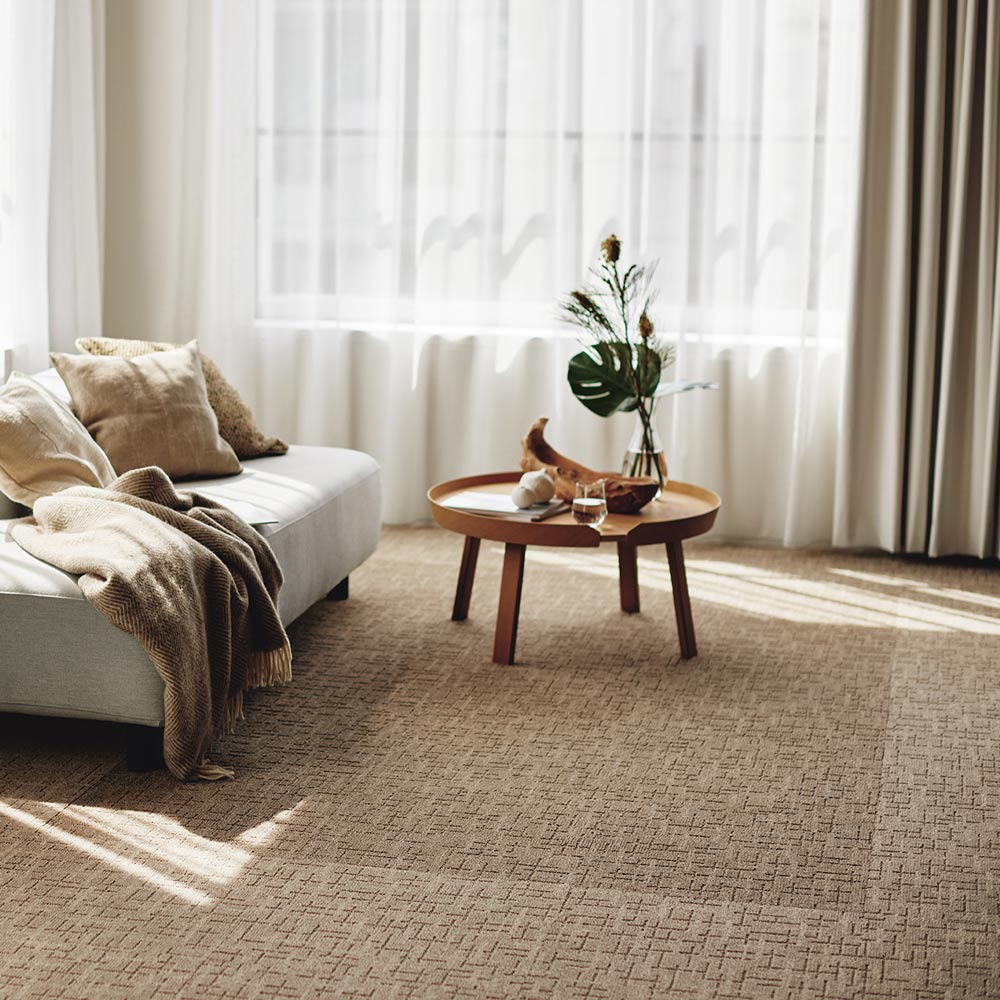 洗えるタイルカーペット 東リ ファブリックフロア スクエア4500 ステラクロス 【1枚単位で販売】 FF4501 ミストアイボリー 吸着タイプ 床暖房対応