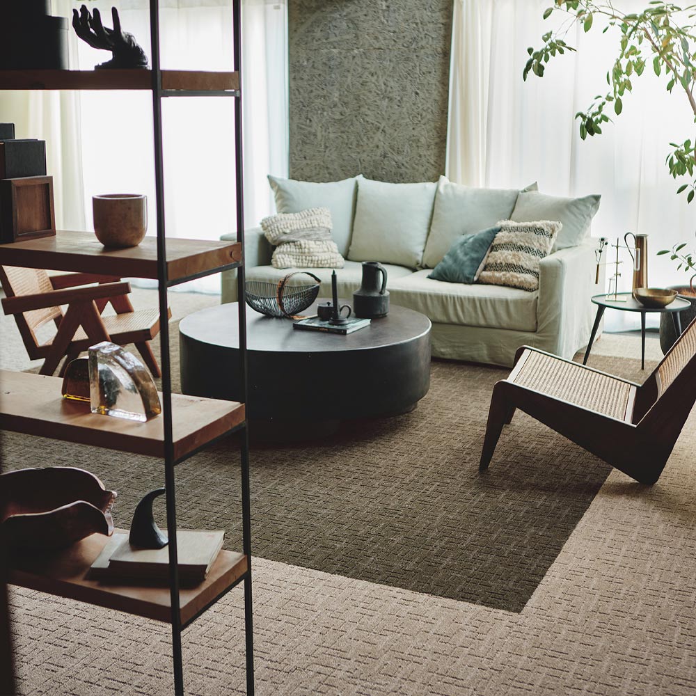 洗えるタイルカーペット 東リ ファブリックフロア スクエア4500 ステラクロス 【1ケース(10枚入)単位で販売】 FF4503 フォレストグリーン 吸着タイプ 床暖房対応