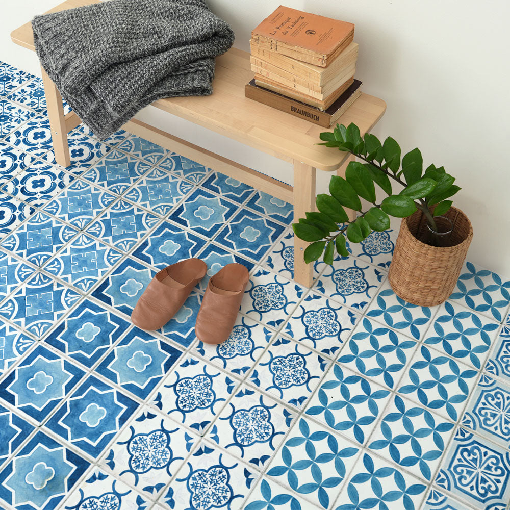 貼ってはがせる 床リメイクシート「Hatte me Floor (ハッテミーフロア)」ランダムタイル柄(65cm×1mサイズ) FL-TILE-03-65x10 ボーダー