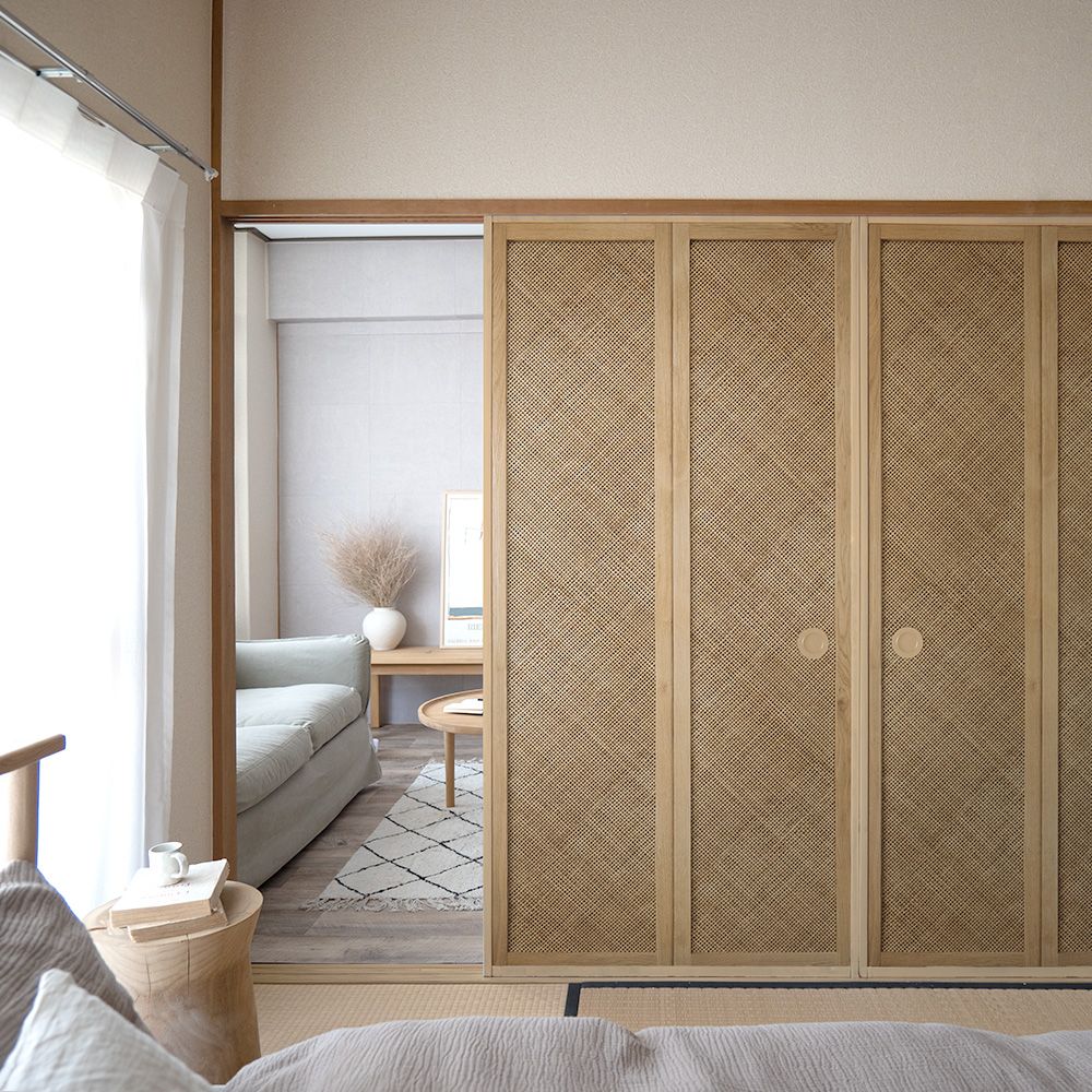 ふすまリメイクシート ふすま紙のりなしタイプ Bamboo ミディアム Mサイズ (約185cm×94cm)