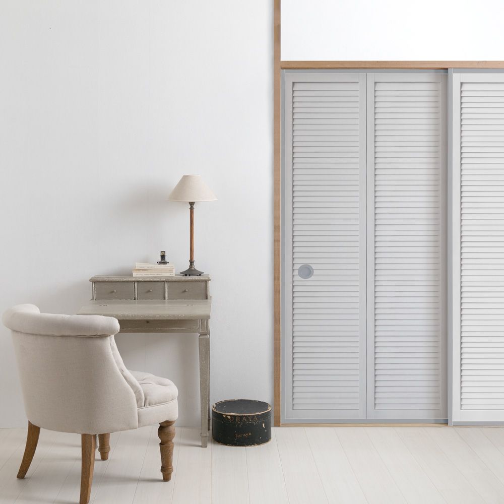 ふすまリメイクシート ふすま紙のりなしタイプ Louver ライトグレー Lサイズ (約200cm×94cm)