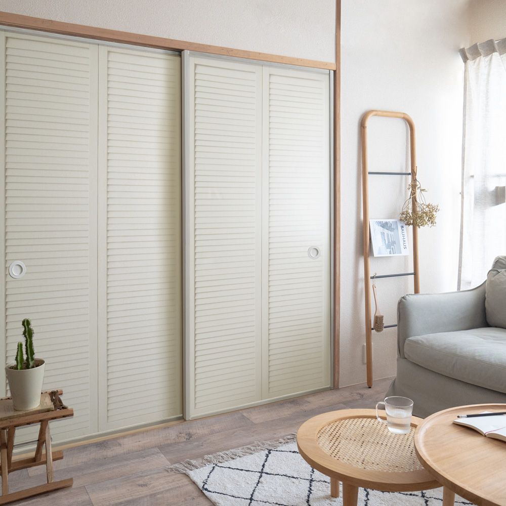 ふすまリメイクシート ふすま紙のりなしタイプ Louver アイボリー Lサイズ (約200cm×94cm)