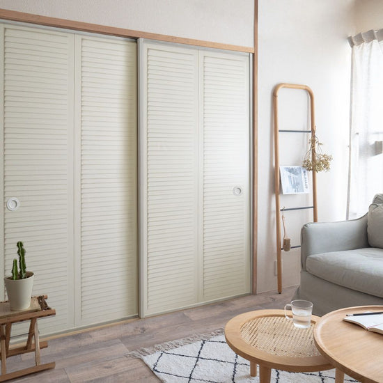 ふすまリメイクシート ふすま紙のりなしタイプ Louver アイボリー Mサイズ (約185cm×94cm)
