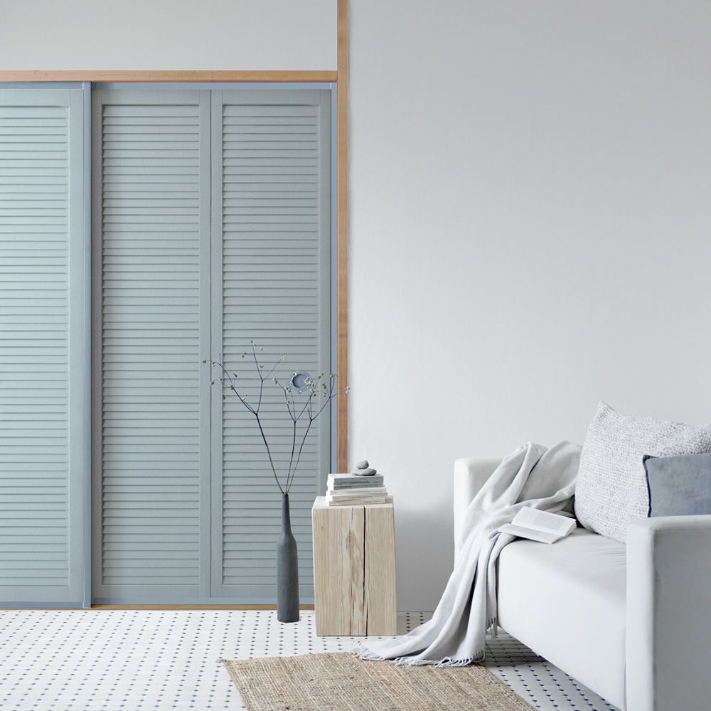 ふすまリメイクシート ふすま紙のりなしタイプ Louver サックスブルー Mサイズ (約185cm×94cm)