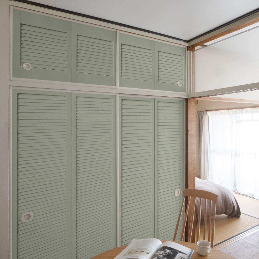 ふすまリメイクシート ふすま紙のりなしタイプ 天袋サイズ Louver セージグリーン (約60cm×94cm)