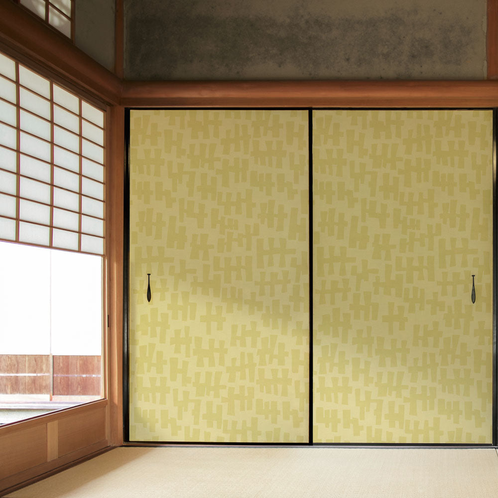 ふすまリメイクシート 消臭シールタイプ 大正ロマン しょうが (約185cm×94cm)