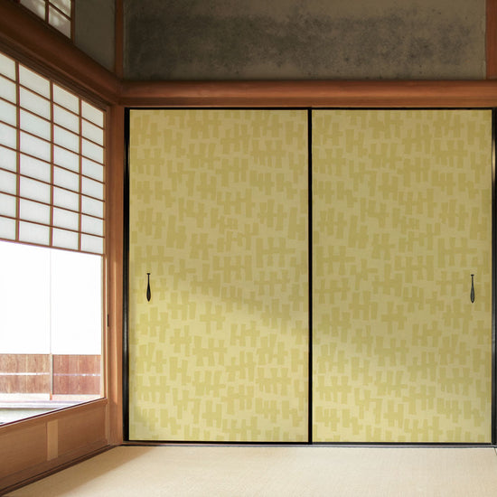 ふすまリメイクシート 消臭シールタイプ 大正ロマン しょうが (約185cm×94cm)