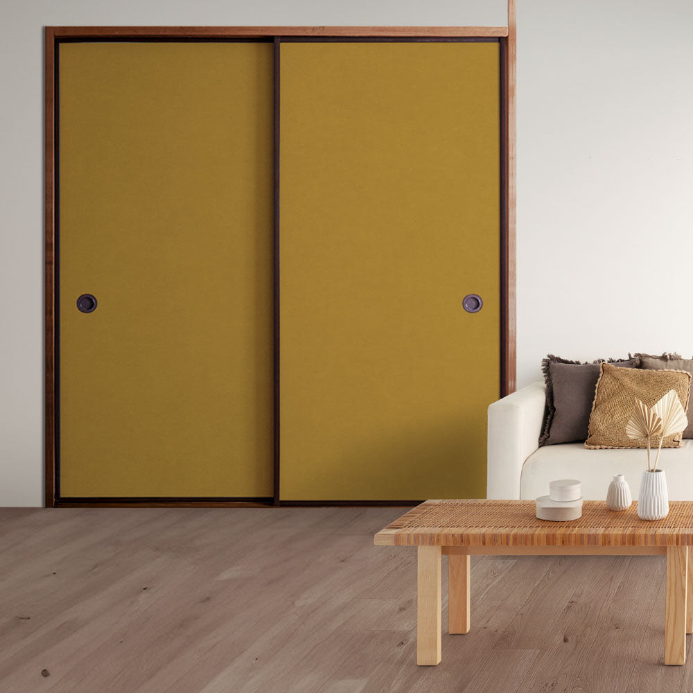 ふすまリメイクシート ふすま紙のりなしタイプ 雲龍紙 芥子色 (約185cm×94cm)