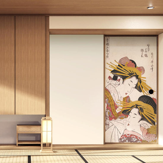 ふすまリメイクシート ふすま紙のりなしタイプ 菊川英山 青楼五節句遊 重陽 (約185cm×94cm)