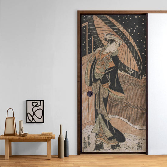 ふすまリメイクシート 消臭シールタイプ 一筆斎文調 俳優 中村清三 (約185cm×94cm)