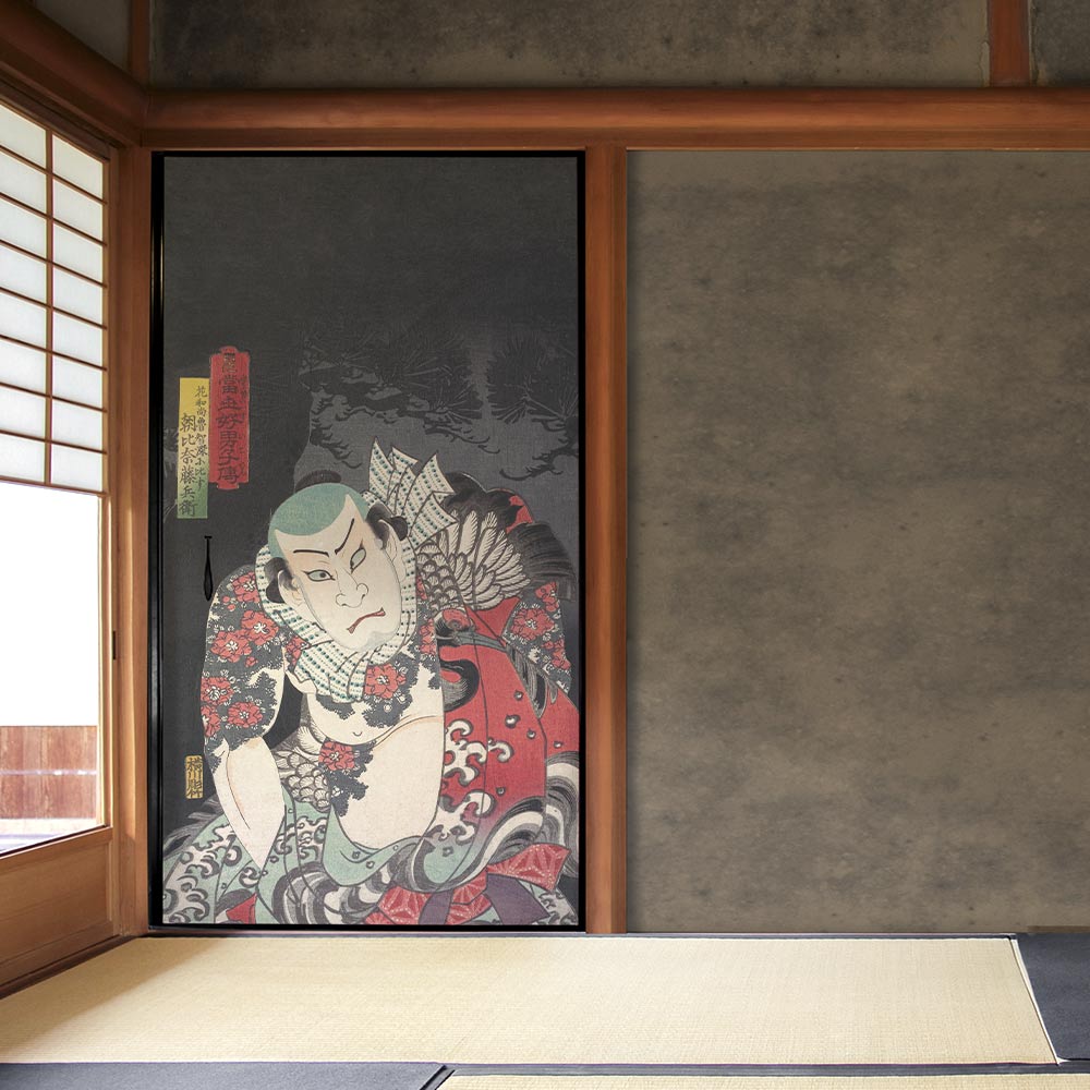 ふすまリメイクシート ふすま紙のりなしタイプ 歌川豊国 當世好男子傳 (約185cm×94cm)