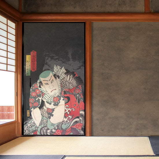 ふすまリメイクシート ふすま紙のりなしタイプ 歌川豊国 當世好男子傳 (約185cm×94cm)