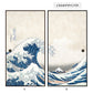 ふすまリメイクシート 拭けるシールタイプ つながる2柄 葛飾北斎 神奈川沖浪裏 B (約185cm×100cm)