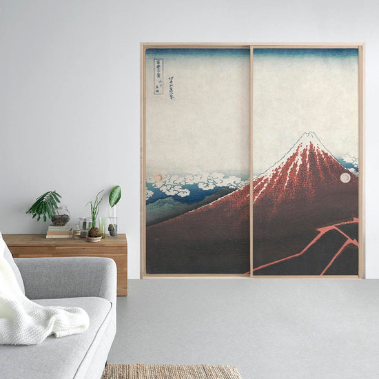 ふすまリメイクシート 消臭シールタイプ つながる2柄 葛飾北斎 三下の白雨 A (約185cm×94cm)